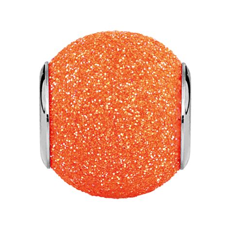 Orange Glitter Enamel Charm