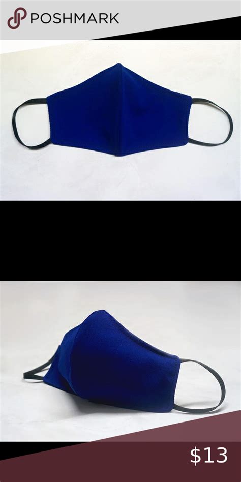 handmade royal blue face mask washable and reusable double layered material poly spandex blend