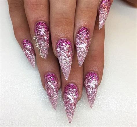 Pink Ombré Glitter Stiletto Nails This Ombré Style Would Look Fab On A