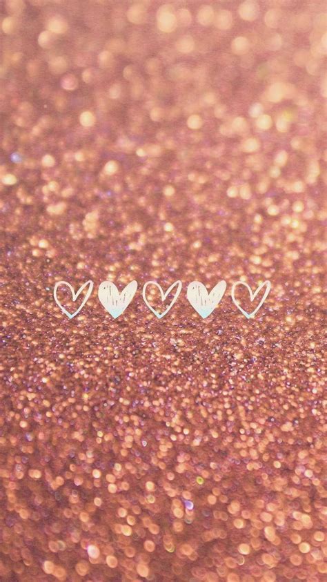Download Rose Gold Glitter Hearts Wallpaper