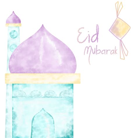 Eid Mubarak Mosque Png Image Watercolor Mosque Hand Drawn Eid Mubarak