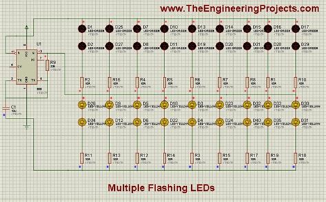 Multiple Led Flasher Project Using Timer In Proteus Isis The Engineering Projects