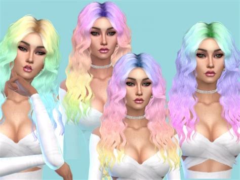 Sims 4 Hairs ~ The Sims Resource Sintiklia S Britney Pastel Rainbow Hair Recolored By