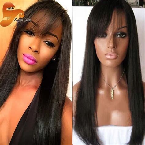 Buy Glueless Lace Front Human Hair Wigs With Bangs