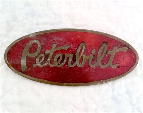 Vintage Peterbilt Grill Emblem Nameplate Badge Red