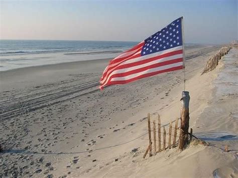 American Flag On Beach Flag Beach America