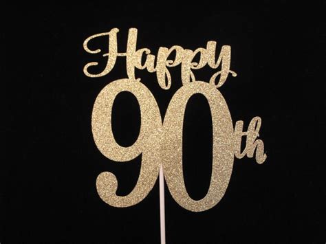 90th Birthday Cake Topper Gold Glitter 90 90th Birthday Etsy 90th Birthday Cakes 90th