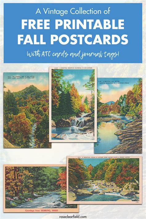 Free Printable Vintage Autumn Postcards With Atc Cards And Journal