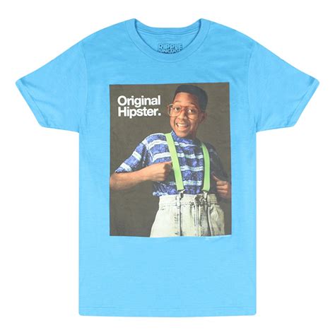 Original Hipster Original Hipster Steve Urkel Mens Blue T Shirt