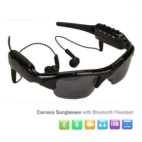 Sunglasses With Built In Video Recording Camera And Bluetooth Ear Piece