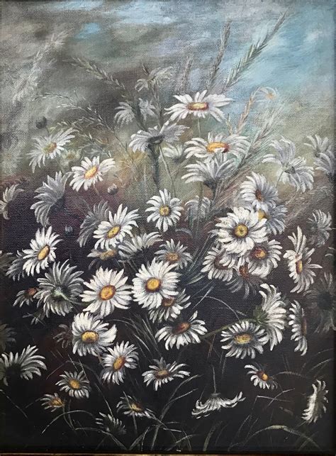 Antique Floral Original Oil Painting Daisies Circa Late 1800s Etsy