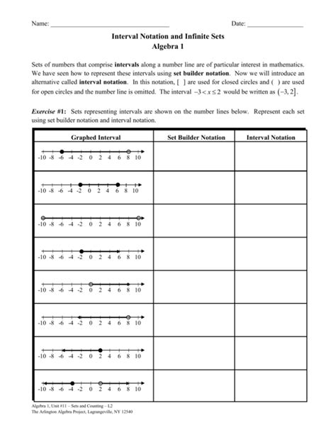 Set Builder Notation Worksheet With Answers Worksheets For Kindergarten