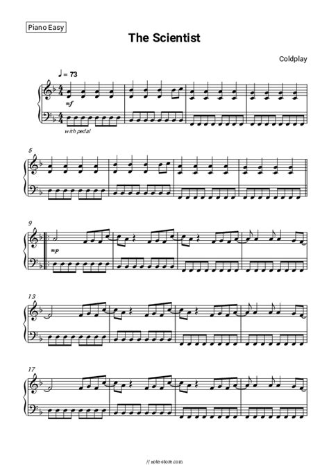 Coldplay The Scientist Sheet Music For Piano Download Pianoeasy