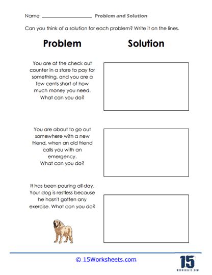 Problem And Solution Worksheets 15