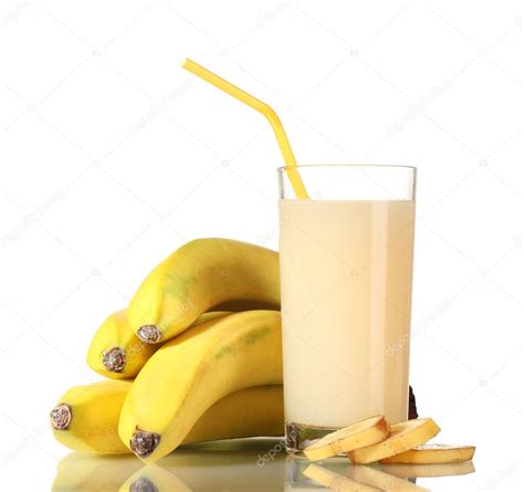 Banana Juice With Bananas Isolated On White — Stock Photo © Belchonock