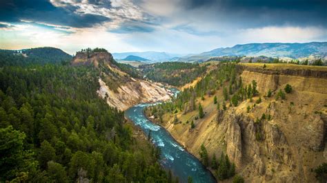 Yellowstone National Park Wallpaper 4k Usa Cliff River Stream