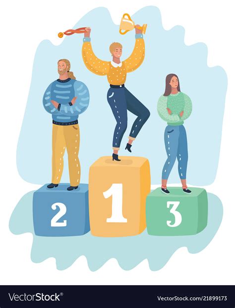 People Stand On First Second And Third Place Vector Image
