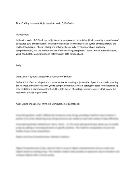 SOLUTION: Objects and arrays in coffee script - Studypool