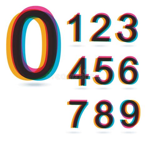 Colorful Retro Numbers Set Stock Vector Illustration Of Creative