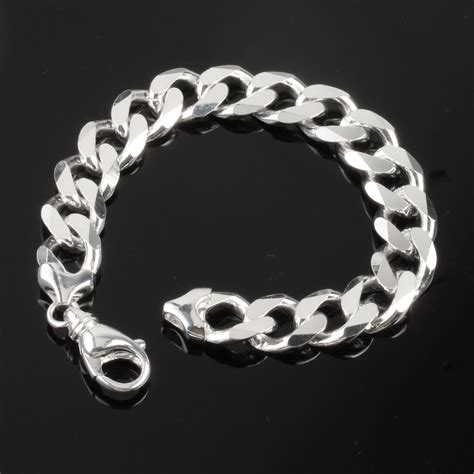 Buy 10mm Heavy Mens Sterling Silver Curb Heavy Chain Bracelet Heavy