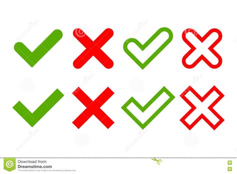 Highlight the type of symbol you. Tick And Cross Signs Simple Stock Vector - Illustration of ...