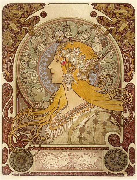 Zodiac By Alphonse Mucha 1896 Print Art Nouveau Print Awen Prints