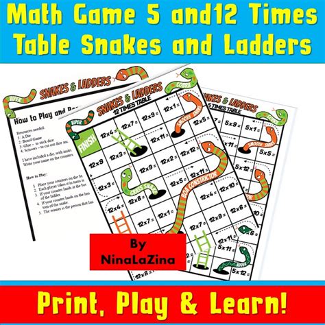Multiplication Tables Snakes And Ladders Instant Ts For Etsy Uk