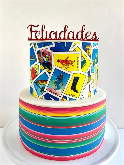 Loteria Mexicana Edible Cake Wrap Or Felicidades Cake Topper Etsy Finland