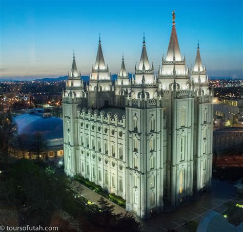 Salt Lake City Temple At Night On Mormon Tabernacle Choir Tour City