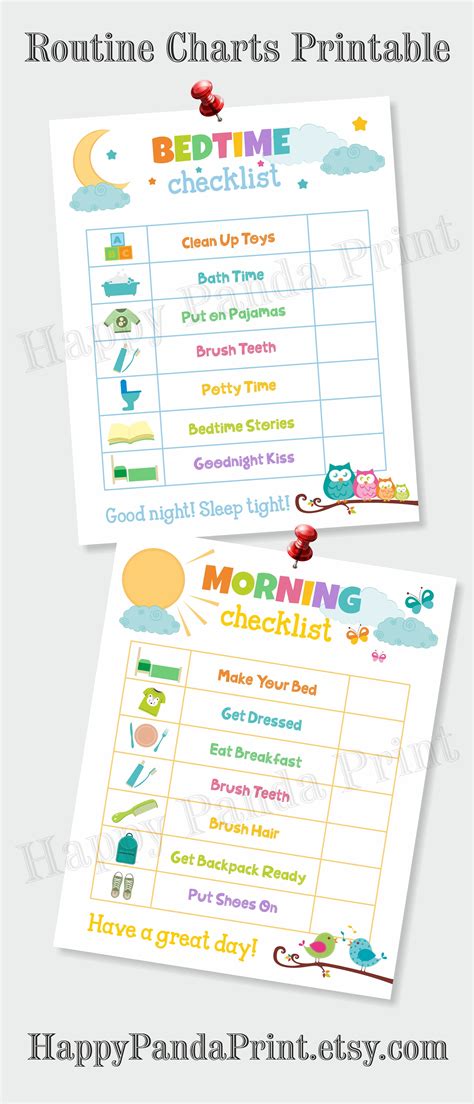 Morning And Bedtime Checklist Printable Morning Routine Etsy Chore
