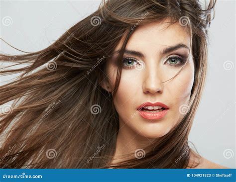 Hair Style Smiling Woman Portrait Stock Image Image Of Fashion
