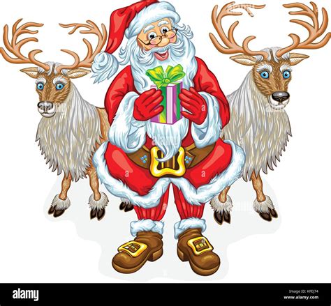 Santa Claus And Reindeers Stock Vector Image And Art Alamy