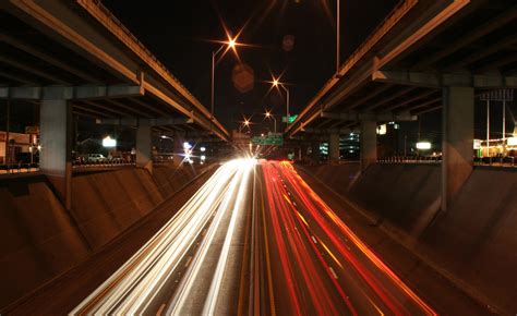 Photography Urban City Night Lights Highway Long Exposure Wallpaper