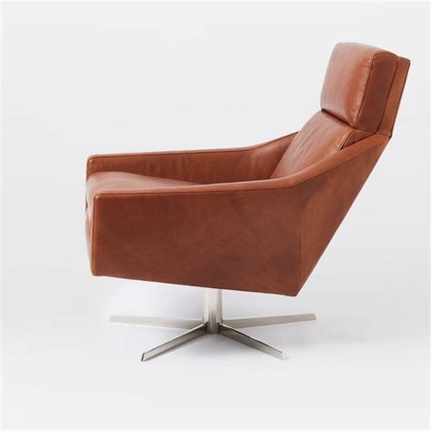 5th & lamar, 1011 w. West Elm Austin Leather Swivel Chair - AptDeco