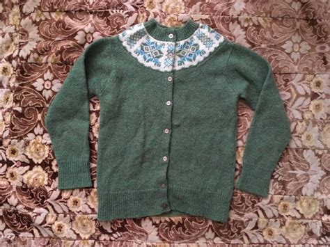 vintage 60s wool cardigan fair isle sweater green wool cardigan sweater 1960s wool