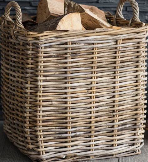 Square Rattan Log Basket By Idyll Home