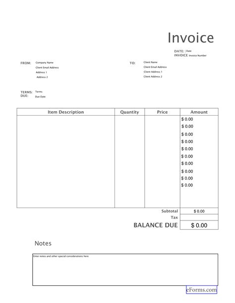 032 Template Ideas Free Blank Invoice Templates Eforms Intended For