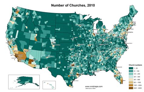 Number Of Congregations By Us County 1890 2010 Vivid Maps