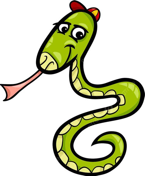 Snake In The Cap Cartoon Illustration Humor Fairy Tale Tongue Vector