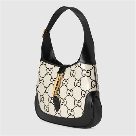 jackie 1961 small gg shoulder bag in black and white leather gucci® canada