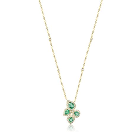 Oriana Petal Cluster Emerald And Diamond Necklace Pravins
