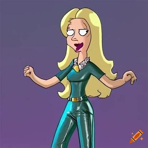 Llustration Francine Smith From American Dad Blonde Hair Slim Dancing Wearing Shiny Black