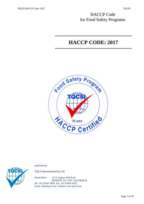 Pdf Haccp Code 2017this Code Makes Reference To The Haccp Hazard