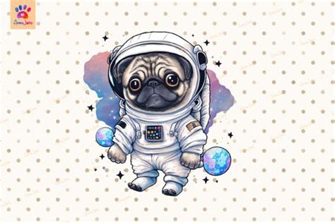 Spaceman Astronaut Pug Dog Puppy Graphic By Anniejolly · Creative Fabrica
