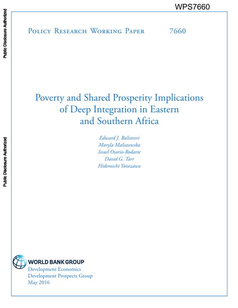 Pdf Poverty And Shared Prosperity Implications Of Deep Integration In