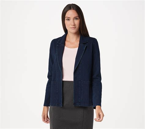 Women With Control Prime Stretch Denim Blazer Qvc Casual Attire