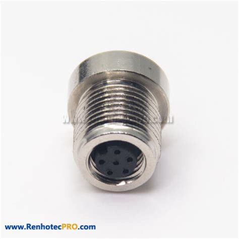 M8 Connector 6 Pin Female Socket Panel Mount A Coding Solder Cup For