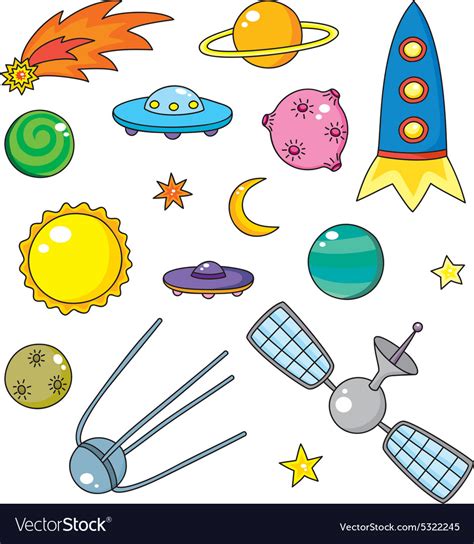 Cartoon Space Objects Royalty Free Vector Image