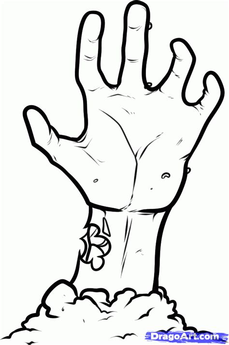 How To Draw A Zombie Hand Step By Step Zombies Monsters Free Coloring Home