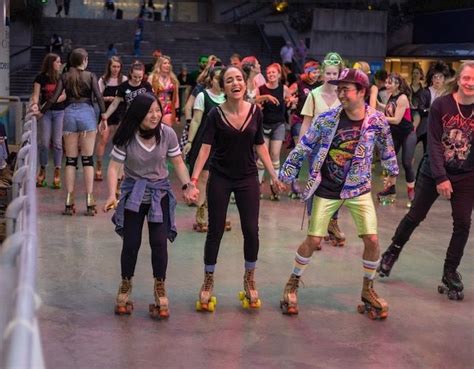 there s an 80s themed pop up roller rink party at robson square on saturday july 6 2019 enter